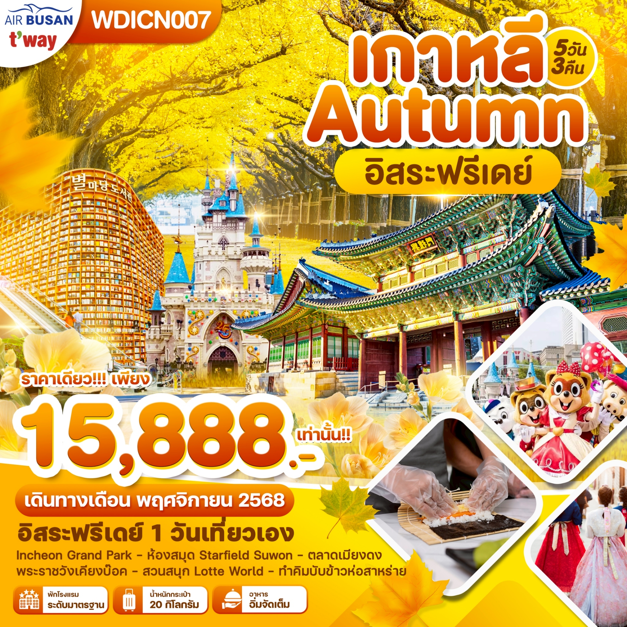 WDICN007 เกาหลี Autumn อิสระฟรีเดย์ 5วัน 3คืน